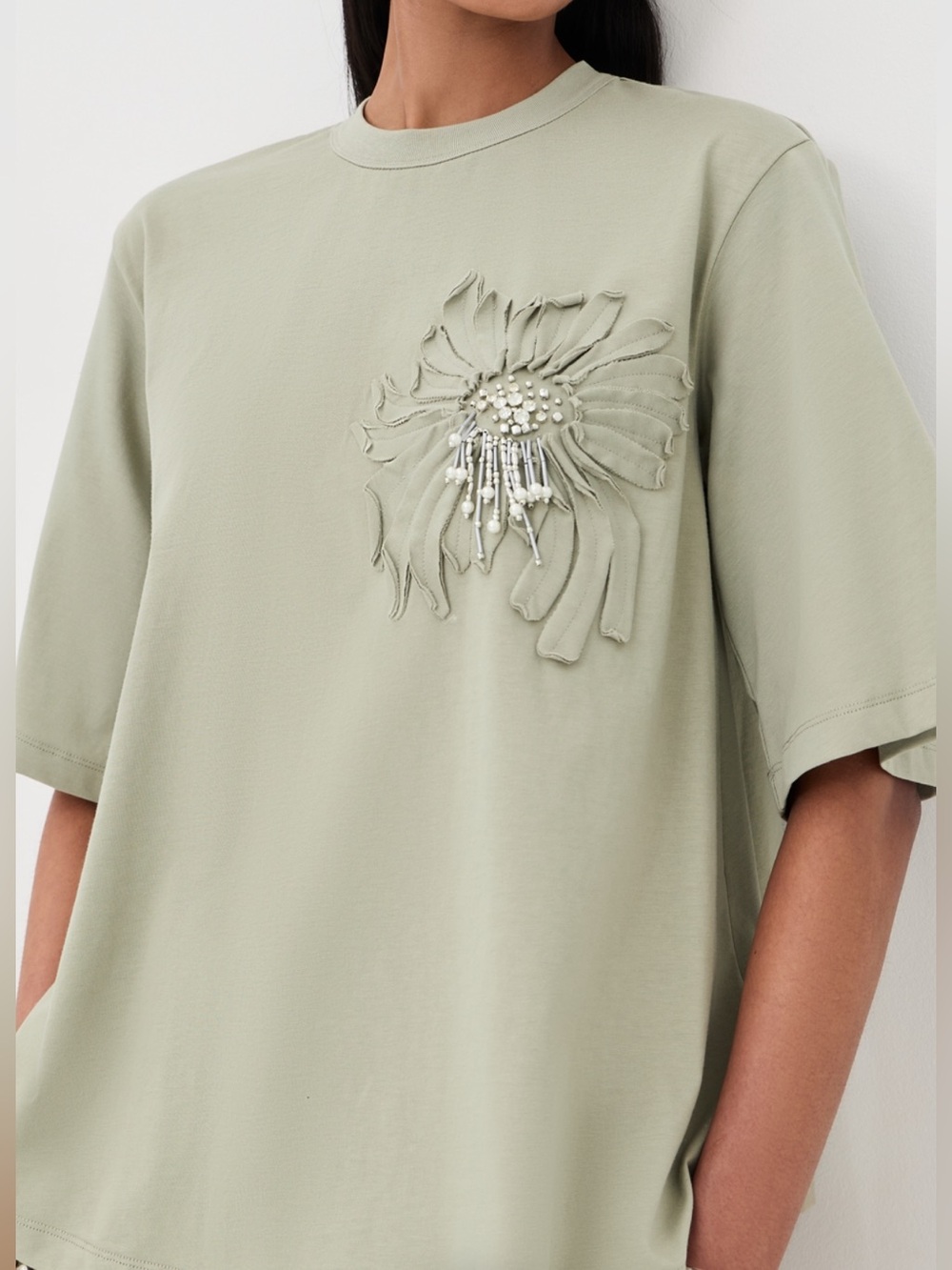 3.1 Phillip Lim Trapeze Tee with Floral Appliqué